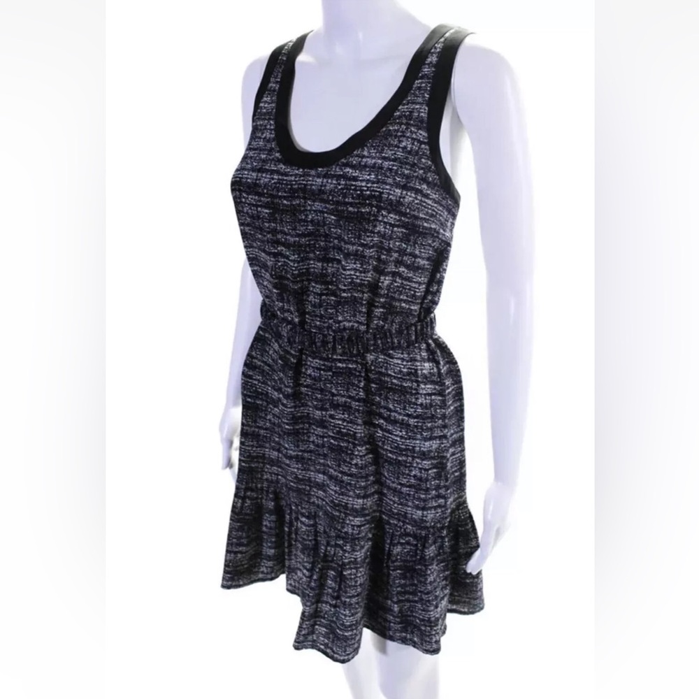 Joie Black & White Printed Belted Silk Sleeveless Dress - Small - Picture 7 of 10